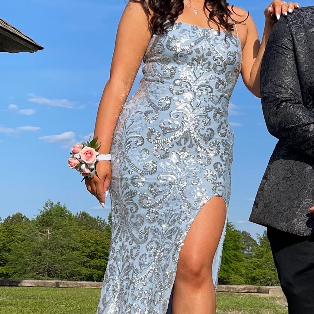 Light blue Sequin Prom dress